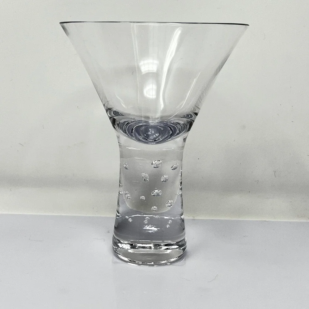 Krosno Verve Martini Bubble Stem Cocktail Glass Heavy Modern Futuristic Set of 3